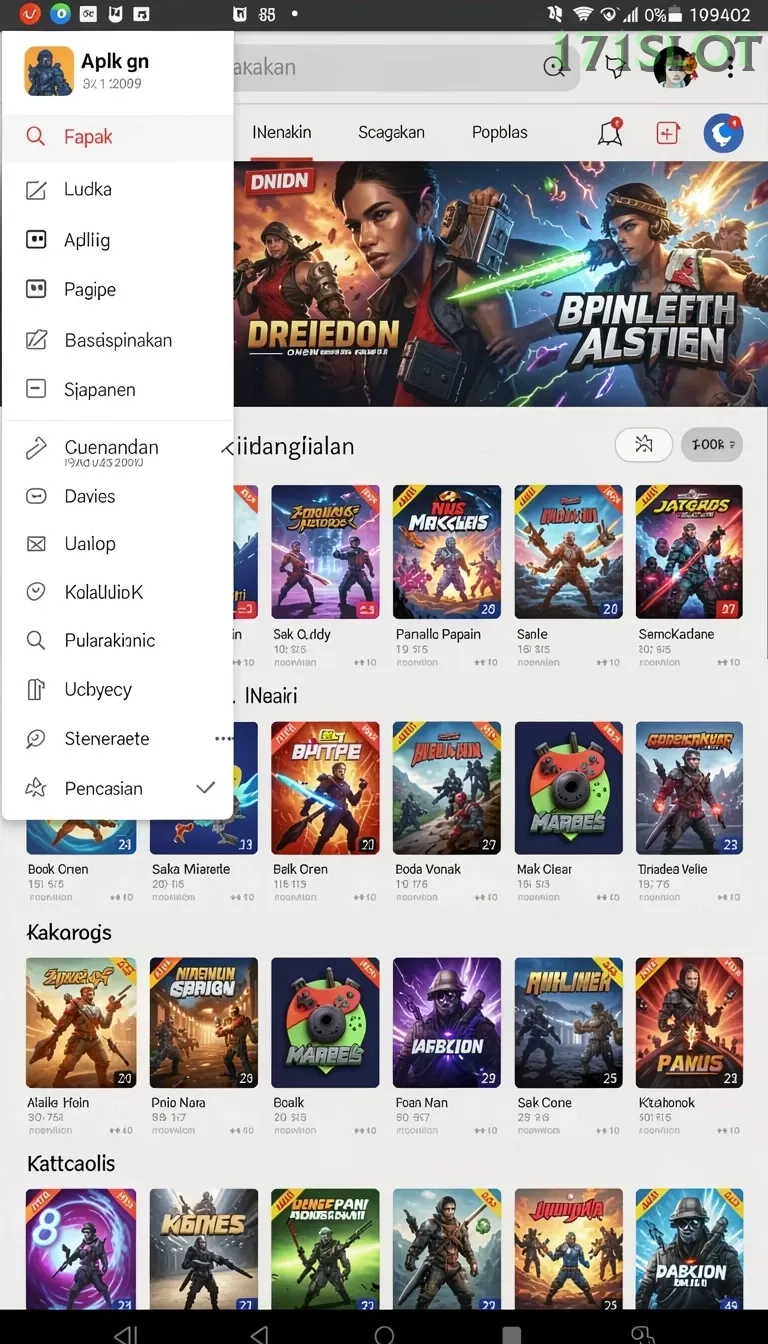 Cuplikan layar Y89 — menu navigasi